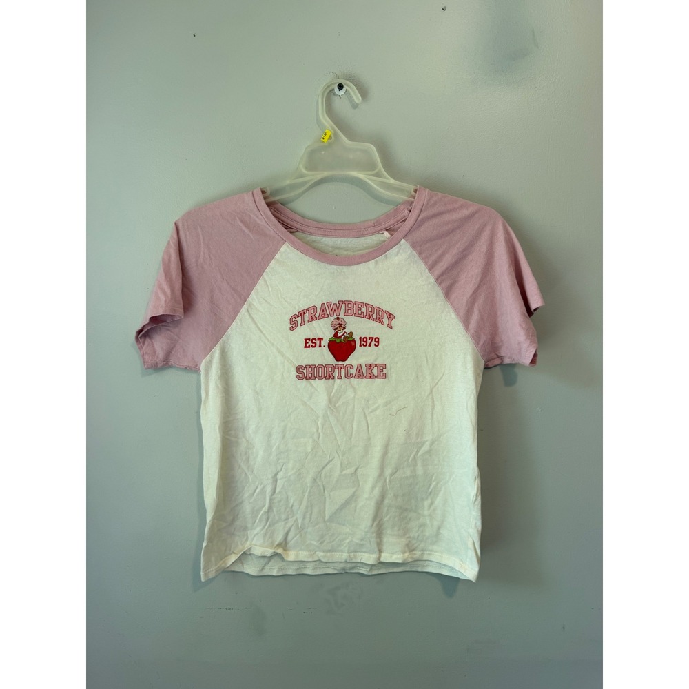 Strawberry Shortcake Kids Raglan Tee Pink White Est 1979 Graphic Shirt XL